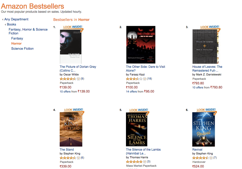 No. 2 horror best-sellers list The Other Side
